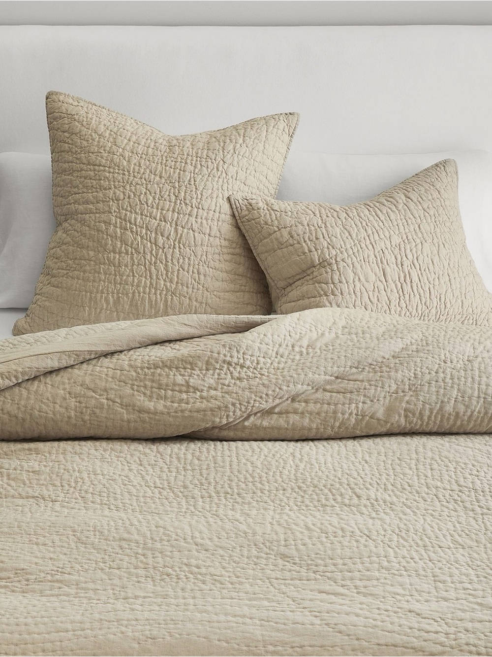 Pottery Barn Quilted Coverlet Set in Light Taupe